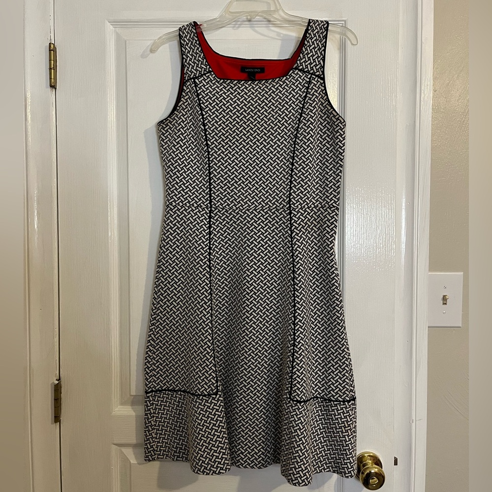 Sleeveless A-line Black & White Dress - Land’s End